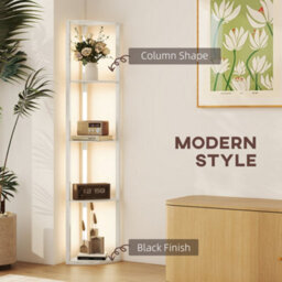 Homcom Corner Floor Lamp With Warm White Led Light, Oak - thumbnail 4