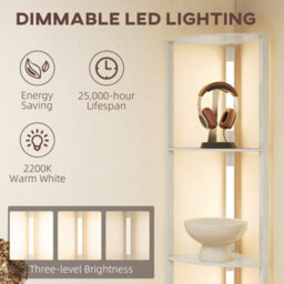 Homcom Corner Floor Lamp With Warm White Led Light, Oak - thumbnail 5