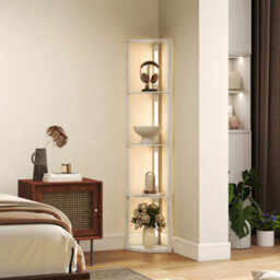 Homcom Corner Floor Lamp With Warm White Led Light, Oak