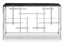 Orsina Black Marble Console Table, Decorative Table For Livingroom, Spacious Rectangular Table, Metal Display Table - thumbnail 4