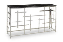 Orsina Black Marble Console Table, Decorative Table For Livingroom, Spacious Rectangular Table, Metal Display Table - thumbnail 2