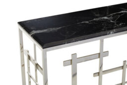 Orsina Black Marble Console Table, Decorative Table For Livingroom, Spacious Rectangular Table, Metal Display Table - thumbnail 5