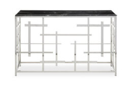 Orsina Black Marble Console Table, Decorative Table For Livingroom, Spacious Rectangular Table, Metal Display Table - thumbnail 6