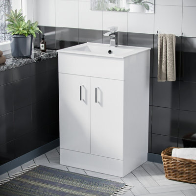 Nes Home Nanuya 500mm White Stylish Slim Basin Vanity Unit - image 1