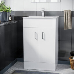 Nes Home Nanuya 500mm White Stylish Slim Basin Vanity Unit - thumbnail 2