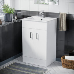 Nes Home Nanuya 500mm White Stylish Slim Basin Vanity Unit - thumbnail 3