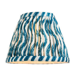 Luminosa Lighting Luminosa Morton Rechargeable Brushed Aged Brass Plate Table Lamp With Marlin Blue Fabric Ripple Shade 16Cm Integrated Led - thumbnail 8