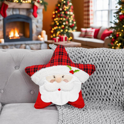 Luxury Living Star-Shaped Christmas Santa Cushion - image 1