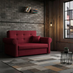 Viva Ii Sofa Bed With Sleeping Function Bedding Storage Hydrophobic Fabric Metal Legs 148X85X98Cm Red - thumbnail 1