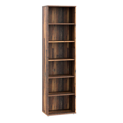 Furniture To Go Essential Narrow 5 Shelf Bookcase In Vintage Oak - image 1