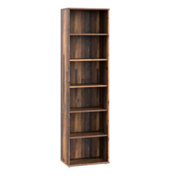 Furniture To Go Essential Narrow 5 Shelf Bookcase In Vintage Oak - thumbnail 1