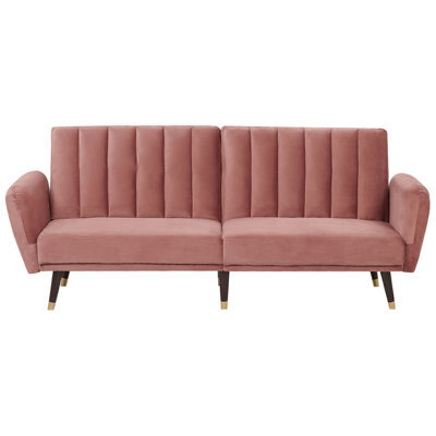Beliani Sofa Bed 3 Seater Vimmerby Velvet Pink - image 1