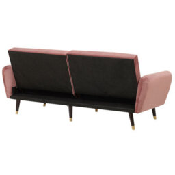 Beliani Sofa Bed 3 Seater Vimmerby Velvet Pink - thumbnail 6