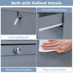 Gainoom Grey Double Tilt-Out Laundry Hamper Cabinet Freestanding Bathroom Storage Organizer - thumbnail 9