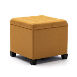 Hnnhome Pouffe Footstool Ottoman Storage Box,45Cm Cube Strong Wooden Frame Linen Seat Chair With Lids For Bedroom(Yellow) - thumbnail 1