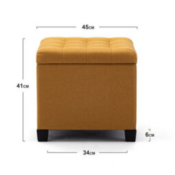 Hnnhome Pouffe Footstool Ottoman Storage Box,45Cm Cube Strong Wooden Frame Linen Seat Chair With Lids For Bedroom(Yellow) - thumbnail 3