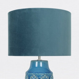 First Choice Lighting Peacock Glazed Ceramic Lamp With Teal Velour Shade - thumbnail 5