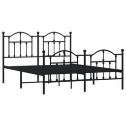 Berkfield Metal Bed Frame With Headboard And Footboard Black 140X190 Cm - thumbnail 4