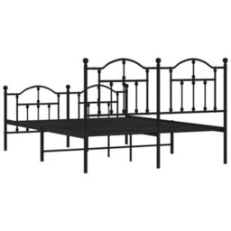 Berkfield Metal Bed Frame With Headboard And Footboard Black 140X190 Cm - thumbnail 7
