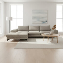 Abakus Direct Venice Chenille Corner Sofa In Taupe Left Facing With Deep Seats And Extra-Wide Padded Arms - thumbnail 1