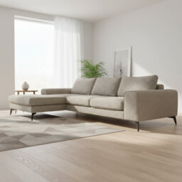 Abakus Direct Venice Chenille Corner Sofa In Taupe Left Facing With Deep Seats And Extra-Wide Padded Arms - thumbnail 3