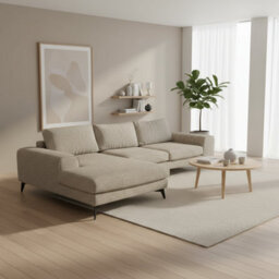 Abakus Direct Venice Chenille Corner Sofa In Taupe Left Facing With Deep Seats And Extra-Wide Padded Arms - thumbnail 2