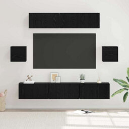 Berkfield Tv Cabinet Set 7 Pcs Black Oak 80 X 30 X 30 Cm Engineered Wood - thumbnail 1