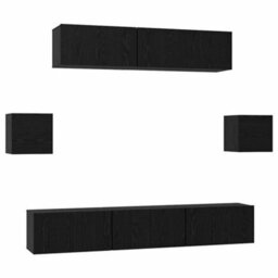 Berkfield Tv Cabinet Set 7 Pcs Black Oak 80 X 30 X 30 Cm Engineered Wood - thumbnail 2