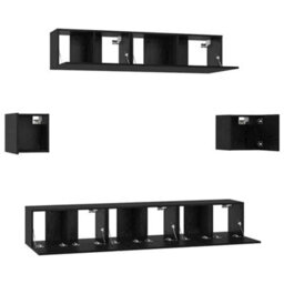 Berkfield Tv Cabinet Set 7 Pcs Black Oak 80 X 30 X 30 Cm Engineered Wood - thumbnail 8