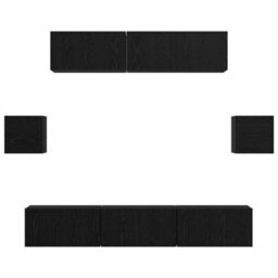 Berkfield Tv Cabinet Set 7 Pcs Black Oak 80 X 30 X 30 Cm Engineered Wood - thumbnail 9