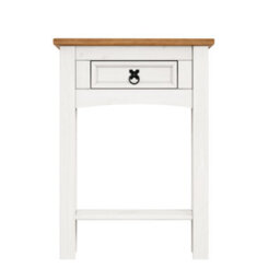 Mercers Furniture Corona White 1 Drawer Console Table 1 Shelf Hallway Side Unit Solid Wood Pine Wooden With Mexican Styling - thumbnail 3
