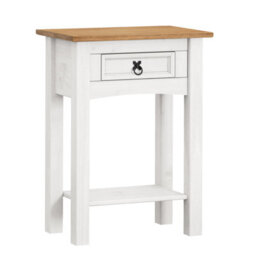 Mercers Furniture Corona White 1 Drawer Console Table 1 Shelf Hallway Side Unit Solid Wood Pine Wooden With Mexican Styling - thumbnail 2