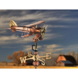 Good Directions Cottage Bi Plane Copper Weathervane - H44 X W40 X L33 Cm - thumbnail 3