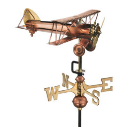 Good Directions Cottage Bi Plane Copper Weathervane - H44 X W40 X L33 Cm - thumbnail 2