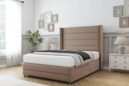 "Sloomy Sterling Mink Plush Divan Bed With Mattress 2 Drawers Foot-End With 54"" Wingback & 12"" Footboard 4' Small Double" - thumbnail 2