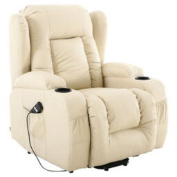 More4Homes Caesar Single Motor Electric Rise Recliner Bonded Leather Armchair Electric Lift Riser Chair (Cream) - thumbnail 2