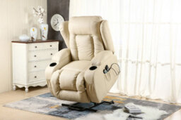 More4Homes Caesar Single Motor Electric Rise Recliner Bonded Leather Armchair Electric Lift Riser Chair (Cream)