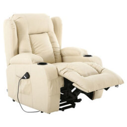 More4Homes Caesar Single Motor Electric Rise Recliner Bonded Leather Armchair Electric Lift Riser Chair (Cream) - thumbnail 3