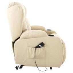 More4Homes Caesar Single Motor Electric Rise Recliner Bonded Leather Armchair Electric Lift Riser Chair (Cream) - thumbnail 5