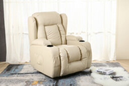 More4Homes Caesar Single Motor Electric Rise Recliner Bonded Leather Armchair Electric Lift Riser Chair (Cream) - thumbnail 7