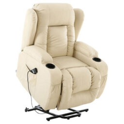 More4Homes Caesar Single Motor Electric Rise Recliner Bonded Leather Armchair Electric Lift Riser Chair (Cream) - thumbnail 4