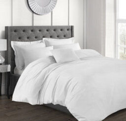 Sweet Dreams Percale 200 Thread Count Cotton Duvet Cover Set With Pillowcases White