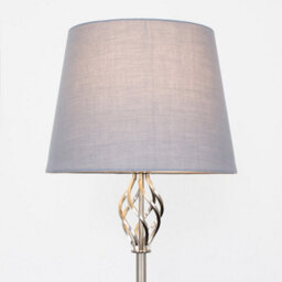 Valuelights Memphis Traditional Style Satin Nickel Barley Twist Floor Lamp With Grey Tapered Light Shade - With Led Gls Bulb - thumbnail 3