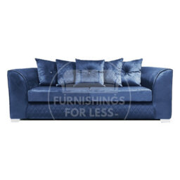 Furnishings For Less UK Victoria Soft Plush Velvet Fabric Sofaset 3 And 2 Seater Sofa  Blue - Scatter Back - thumbnail 2