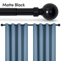 Bedlooms Plain Metal Curtain Pole- (120-210 Cm, 48''- 84'') Extendable Durable Rod Ball Finials 60 mm Matte Black Finish - thumbnail 3