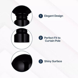 Bedlooms Plain Metal Curtain Pole- (120-210 Cm, 48''- 84'') Extendable Durable Rod Ball Finials 60 mm Matte Black Finish - thumbnail 5