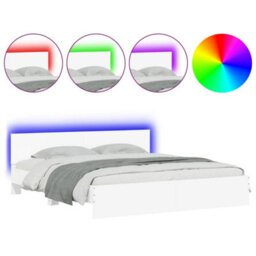 Berkfield Bed Frame With Led Without Mattress White 180X200 Cm Super King - thumbnail 2