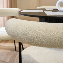 Ohs Boucle Accent Dining Chair Padded Seat With Metal Legs - Cream - thumbnail 3