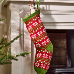 Dibor Traditional Snowflake Nordic Chunky Knit Xmas Gift Decoration Christmas Stocking For Kids - thumbnail 1