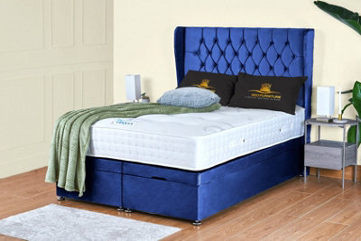 UKBEDFURNITURE Bronte Plush Blue End Opening Divan Ottoman Bed With 54 Inch Headboard - image 1